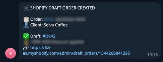 Shopify draft order auto-created